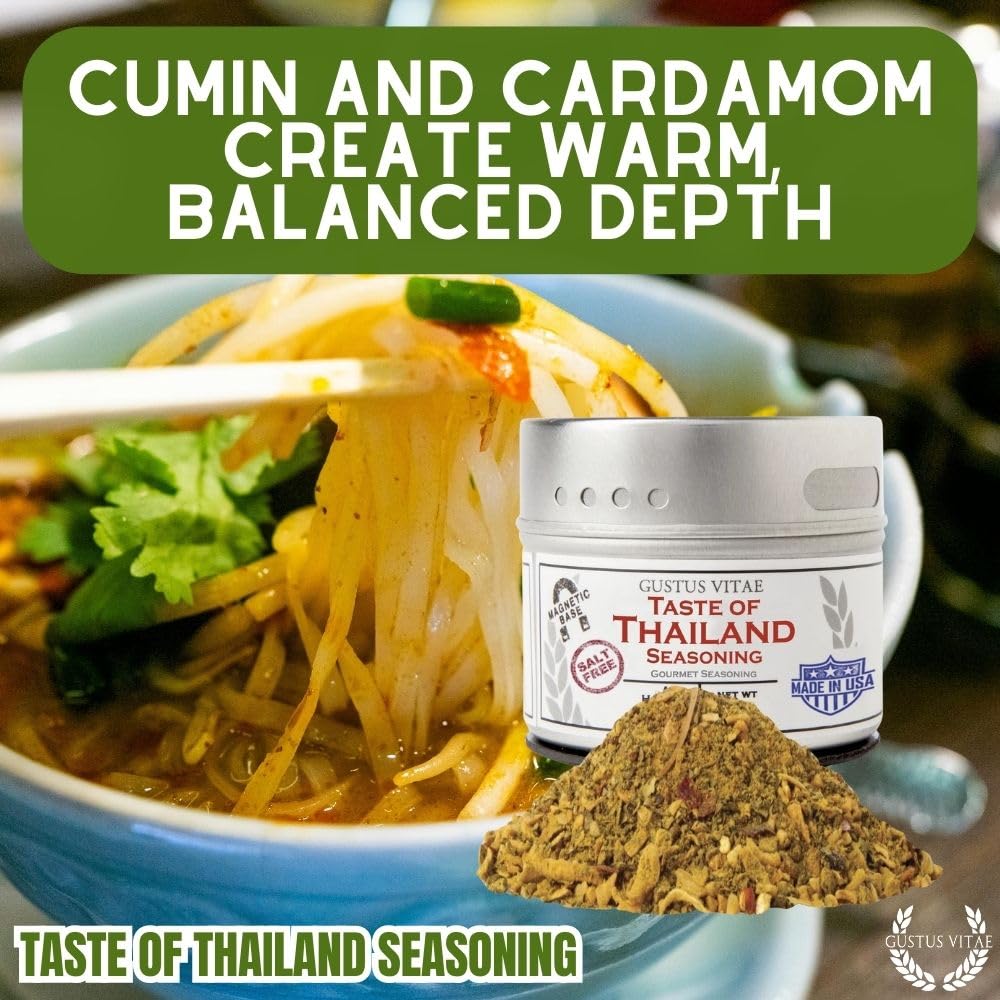 Taste of Thailand Seasoning | Non GMO Verified | Magnetic Tin | Spice Blend | 1.4oz | Crafted in Small Batches by Gustus Vitae | #28