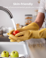 FCTTD Rubber gloves on dishwashing cleaning gloves 3-Pairs,Kitchen dish gloves,Reuseable.(3,Small)