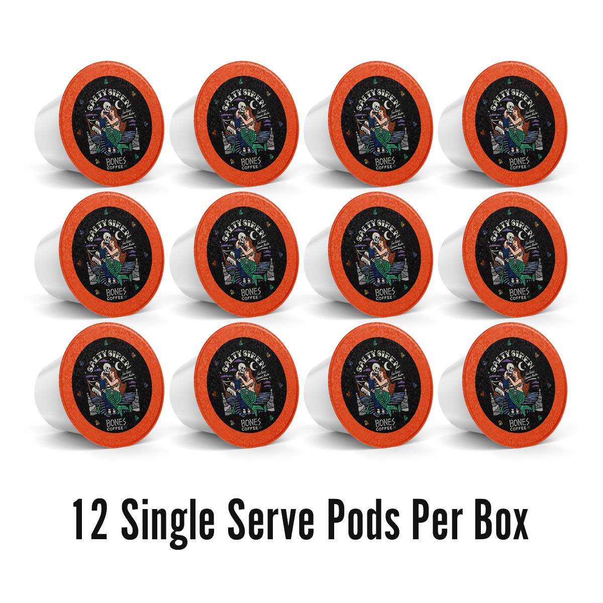 Bones Coffee Company Flavored Coffee Bones Cups Salty Siren Caramel Chocolate | 12ct Single-Serve Coffee Pods Compatible with Keurig 1.0 & 2.0 Keurig