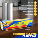 Stretch Tite Plastic Wrap For Food With Slide Cutter 750 Sq. Ft 11 7/8 Inch. Pack Of 2 With a Scooply Bag Clip