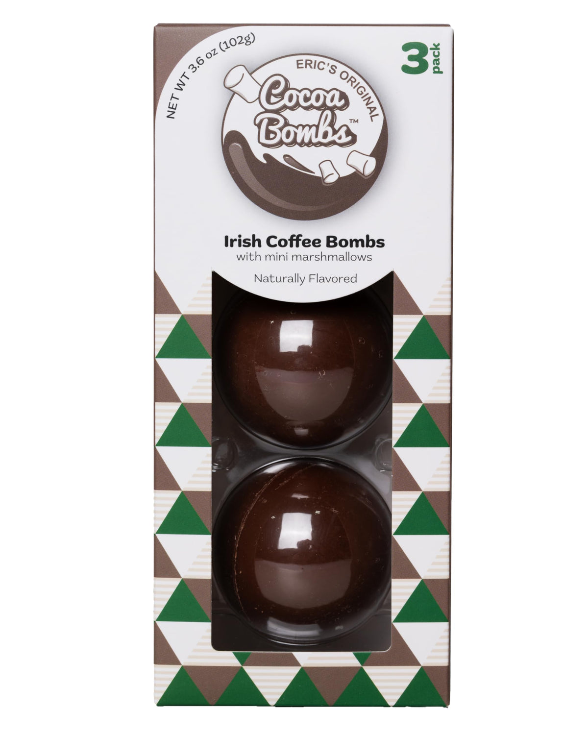 THE ORIGINAL COCOA BOMBS IRISH COFFEE - U.S. MADE 3 PACK WITH MINI VEGAN MARSHMALLOWS