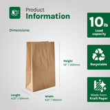 Wrapley 10 LB Brown Paper Bags, 200 Count Paper Lunch Bags, 6.5 × 4.12 × 13 inches, Bulk Kraft Paper Bags, Strong & Durable for Food Packaging