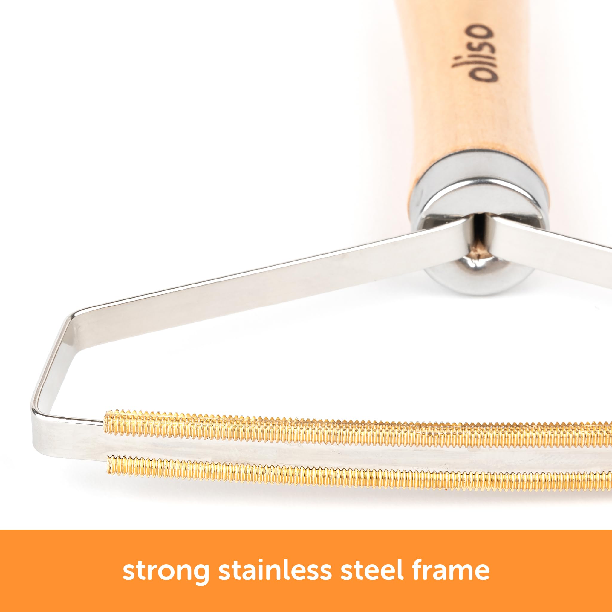 oliso Wool Mat Cleaning Tool - Brass Lint Remover for Quilting & Sewing - Cleans Wool Pressing Mats, Upholstery & More