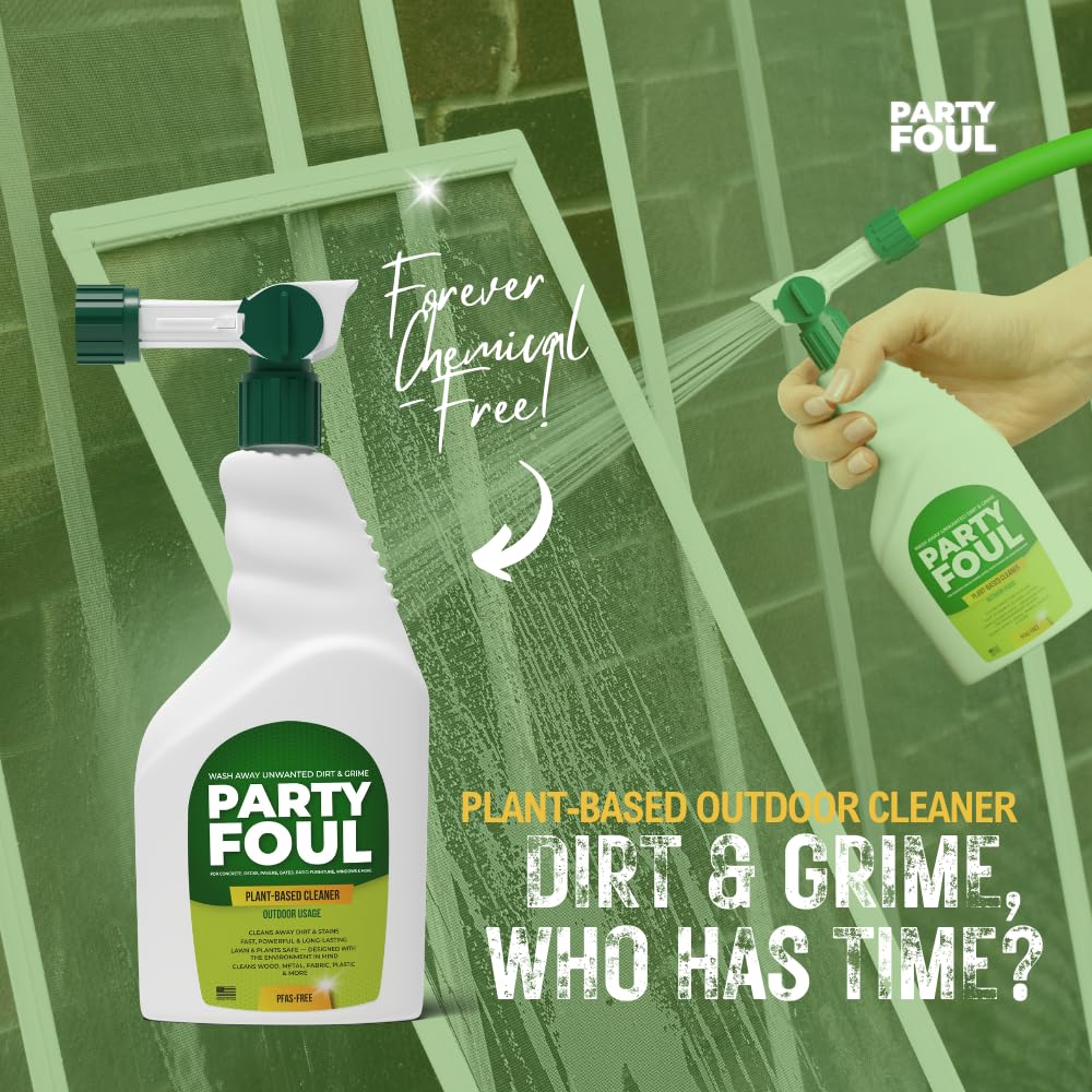 Party Foul Plant-Based Cleaner Spray | Eco-Friendly, Vegan Formula for Tiles, Counters, Granite, Metal, Glass, Wood & More | Natural I For Decks