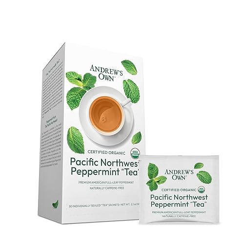 ANDREW LESSMAN Tea - Peppermint Tea 90 Sachets - Certified Organic Premium Whole-leaf Peppermint. Certified Free of Pesticides, Herbicides. Naturally