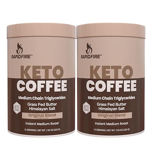 Rapid Fire Keto Coffee 2 Pack, Instant Keto with MCT Oil, Grass Fed Butter & Himalayan Salt - Low Carb Butter Coffee for Energy, Focus, Metabolism
