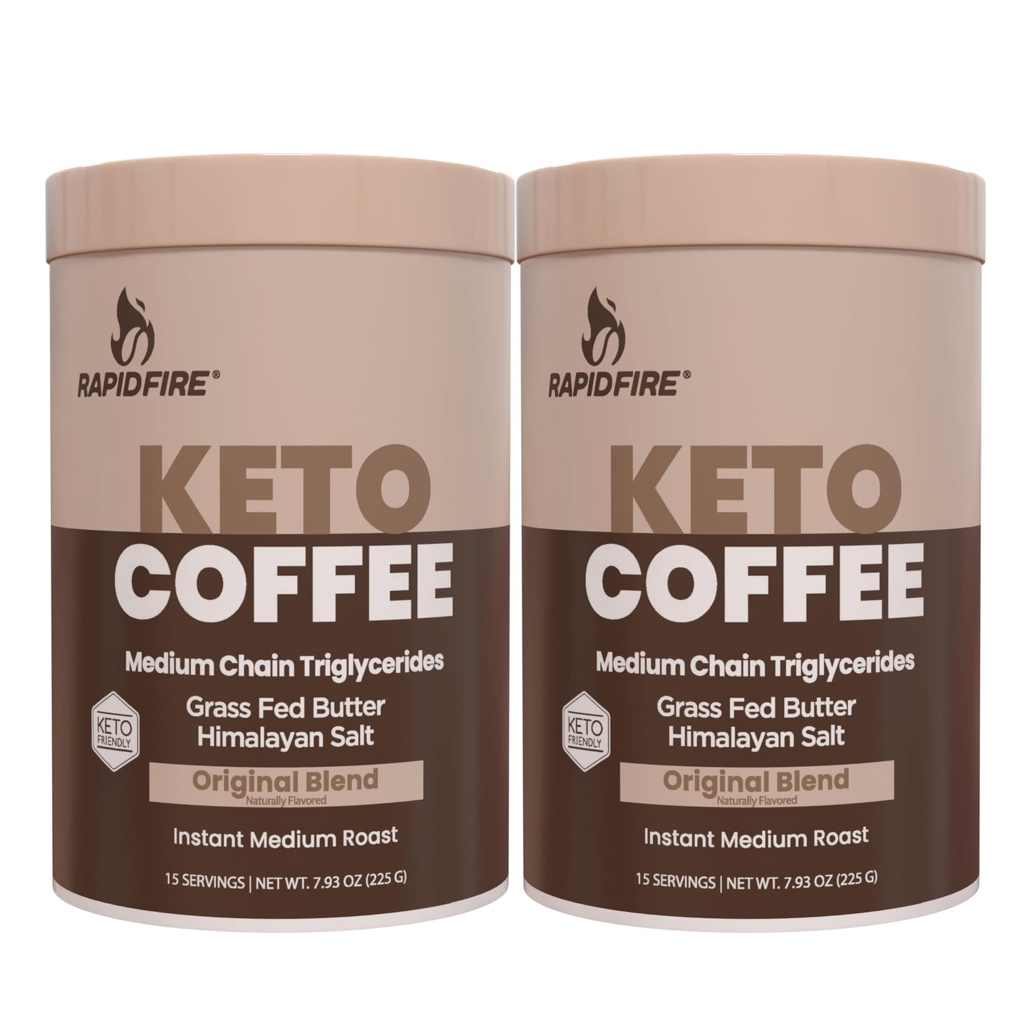 Rapid Fire Keto Coffee 2 Pack, Instant Keto with MCT Oil, Grass Fed Butter & Himalayan Salt - Low Carb Butter Coffee for Energy, Focus, Metabolism