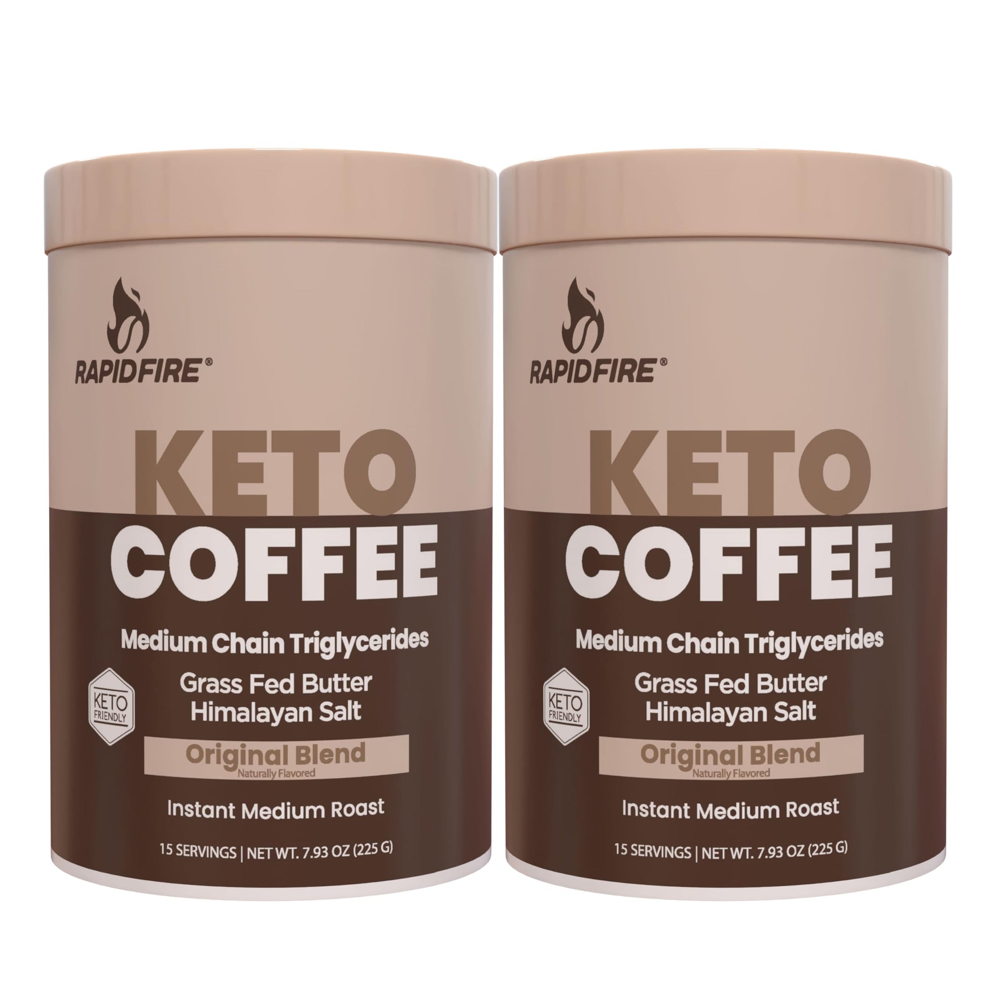 Rapid Fire Keto Coffee 2 Pack, Instant Keto with MCT Oil, Grass Fed Butter & Himalayan Salt - Low Carb Butter Coffee for Energy, Focus, Metabolism