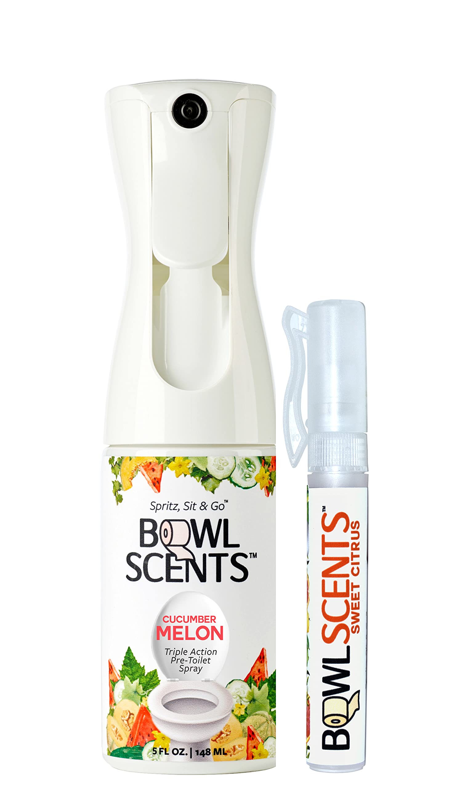 Bowl Scents Toilet Spray | 5 oz Home or Office | Prevents Stinky Poop Smell | Refillable + Travel Unit Included