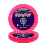 Party Essentials Plastic Plates, 9 inches, Neon Pink