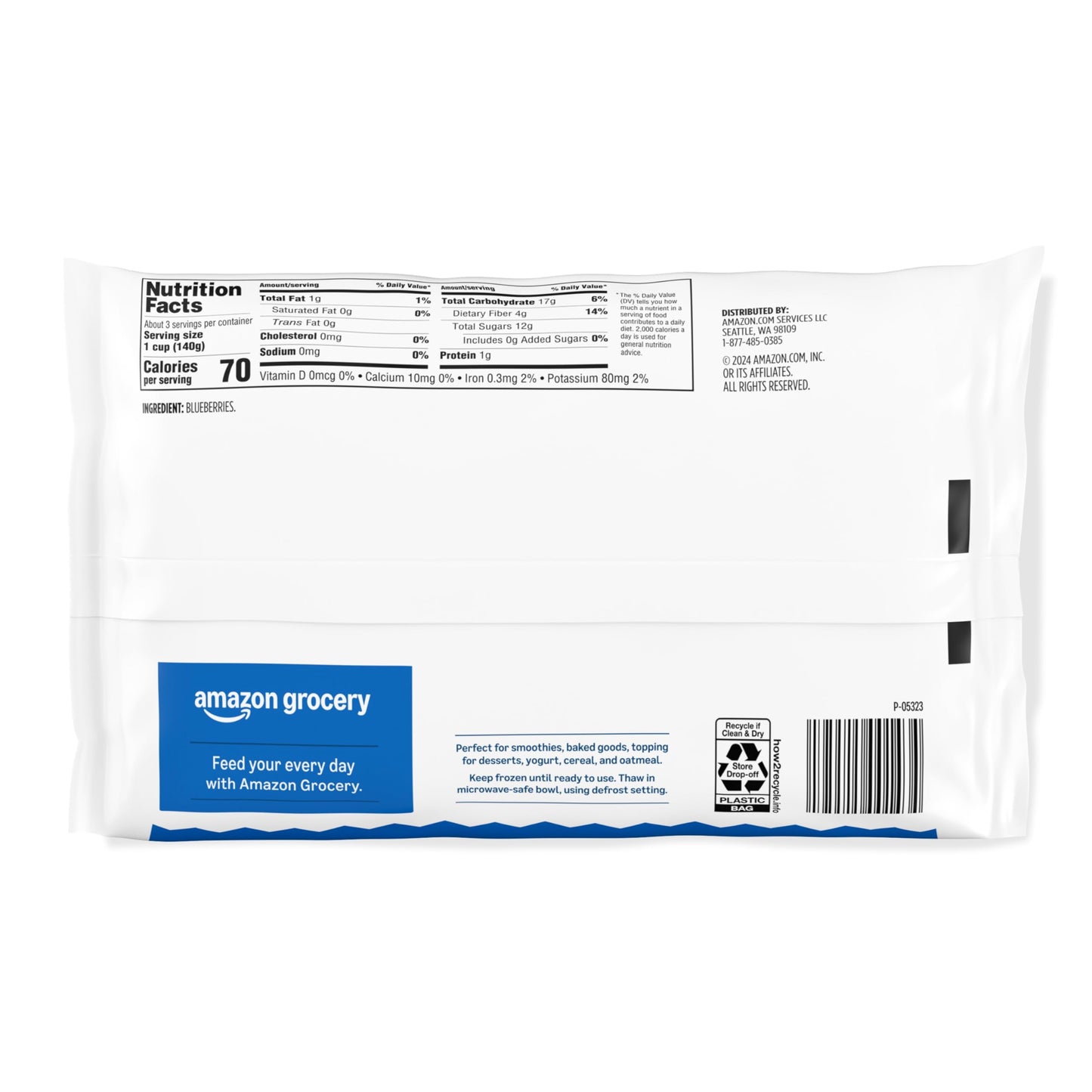 Amazon Grocery, Whole Blueberries, 16 Oz, Frozen (Previously Happy Belly, Packaging May Vary)