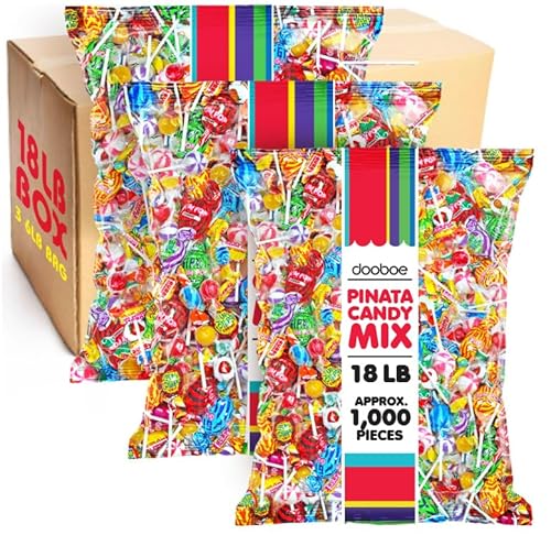 18 LB Bulk Pinata Candy Mix - Approx. 1,000 Pieces - Parade Throws - Individually Wrapped Assorted Candy for Pinatas, Parties, Parades, Birthdays