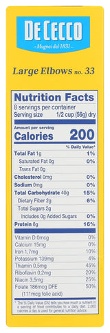De Cecco Pasta Large Elbow Pasta, 16 OZ