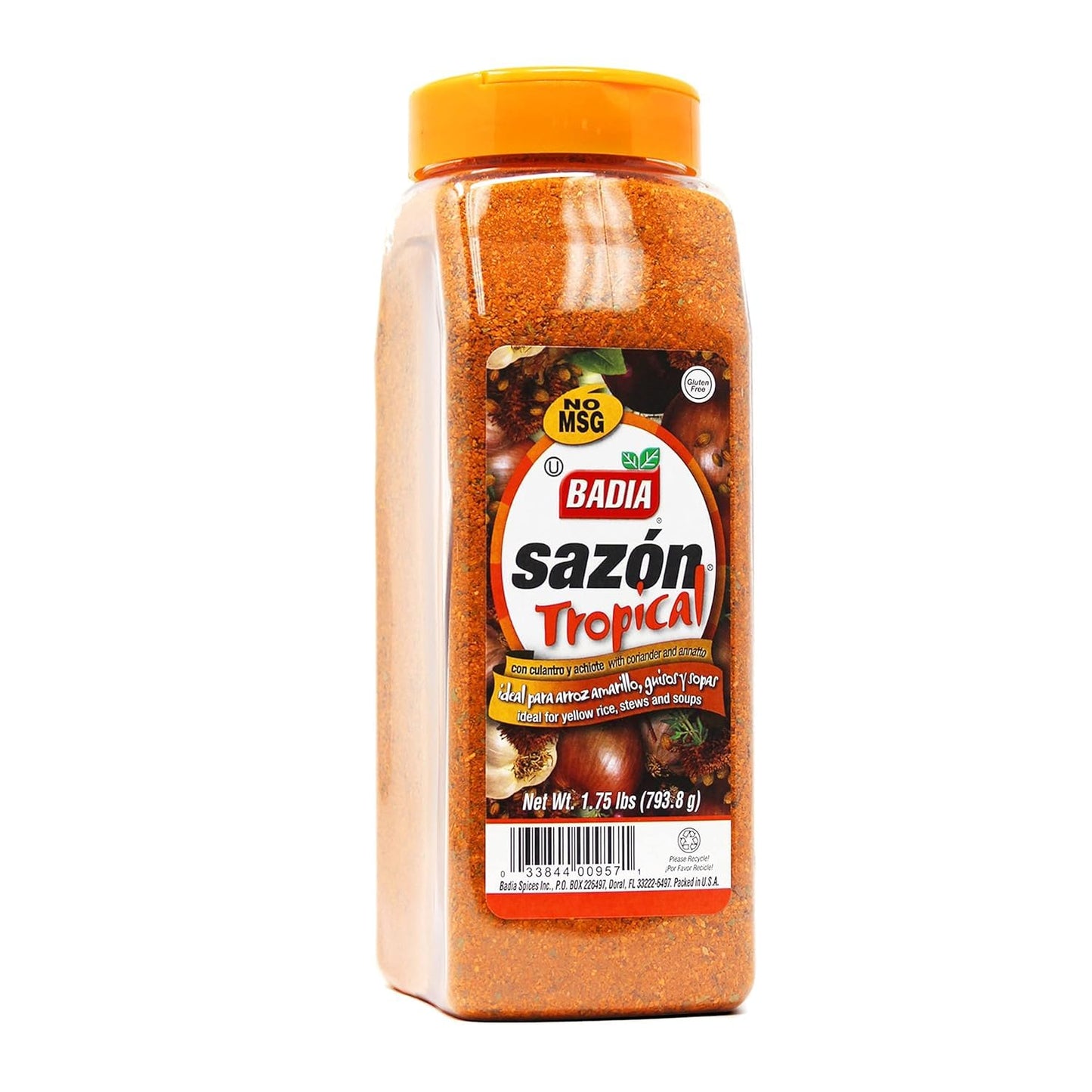 Badia Sazon Tropical with Coriander & Annatto, 28 oz - Authentic Latin & Caribbean Flavors, No MSG, Gluten Free