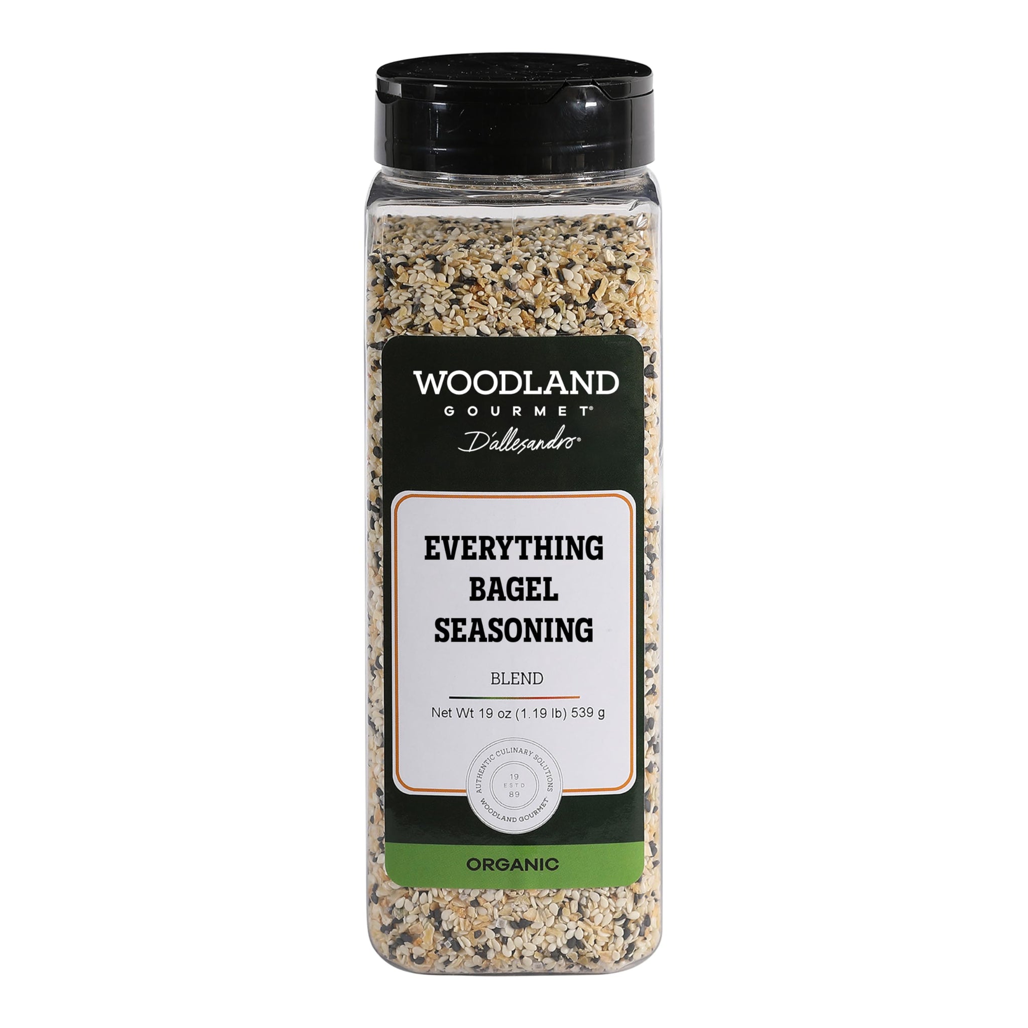 Organic Everything Bagel Seasoning, 19 oz - USDA Certified Organic Everything Seasoning Blend with Sesame, Poppy, Garlic & Onion, by Woodland Gourmet