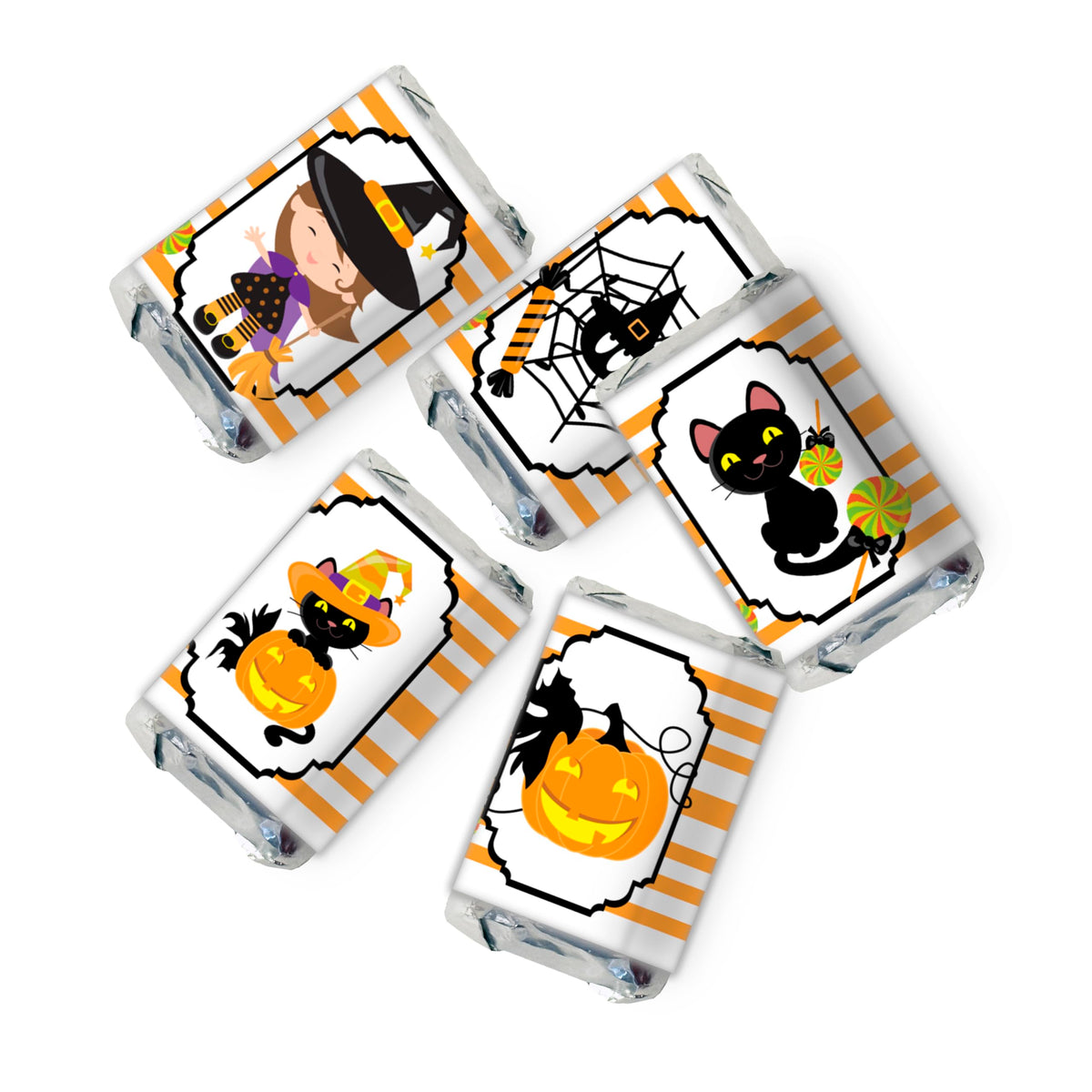 Halloween Stickers Wrappers, Pack of 54 Cat Halloween Party Labels for Treats Decorations
