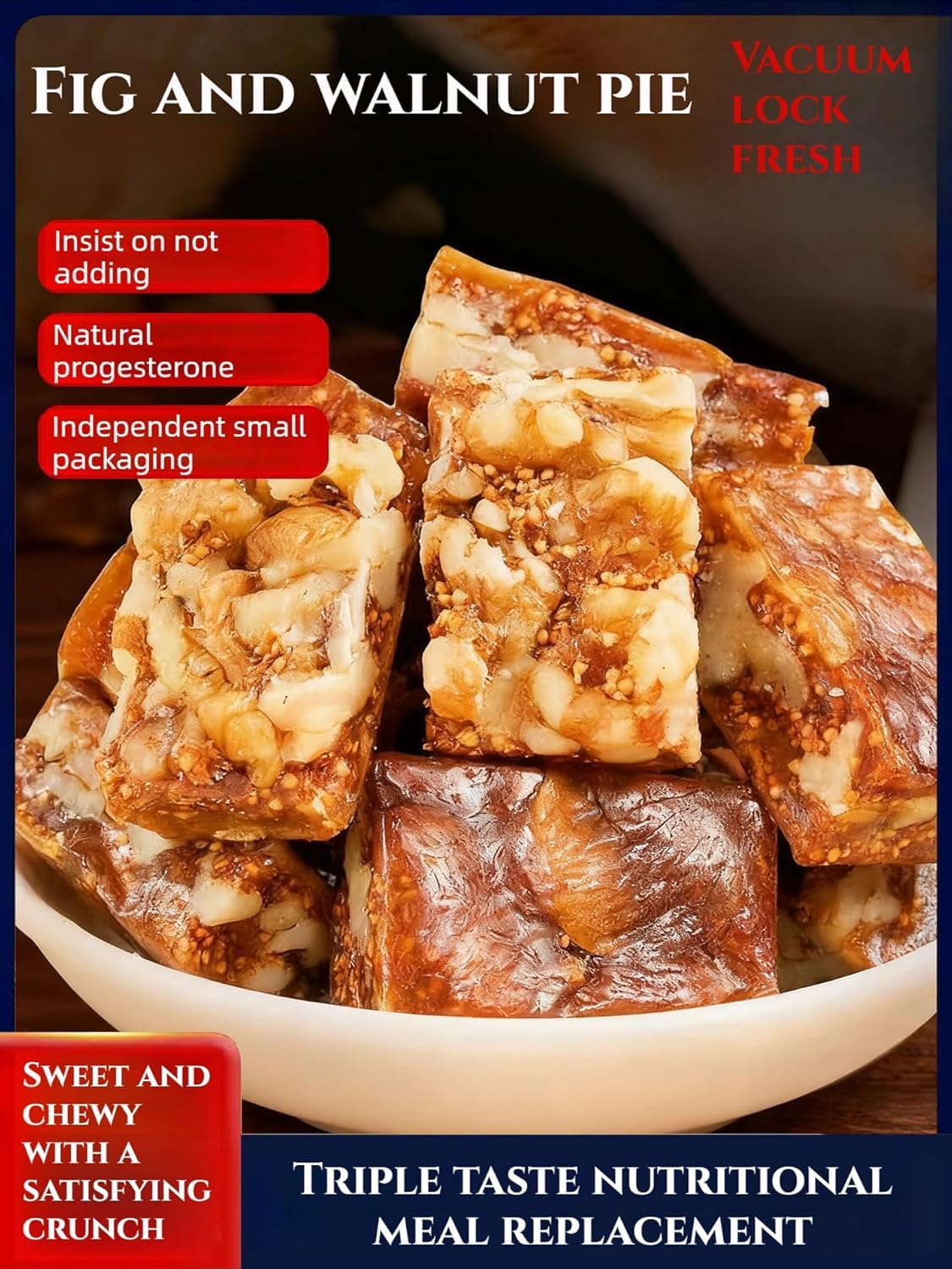 Astragalus Codonopsis Fig Pie with Walnut, Black Sesame & Mulberry, Ready to Eat Individual Packaging, Nutritious Healthy Snacks, Crispy Outside
