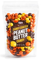 Candy Coated Peanut Butter chocolate bites 10oz Bag with Peanut Butter Center and Crisp Candy Shell, Orange Yellow Brown Candy Pieces for Party