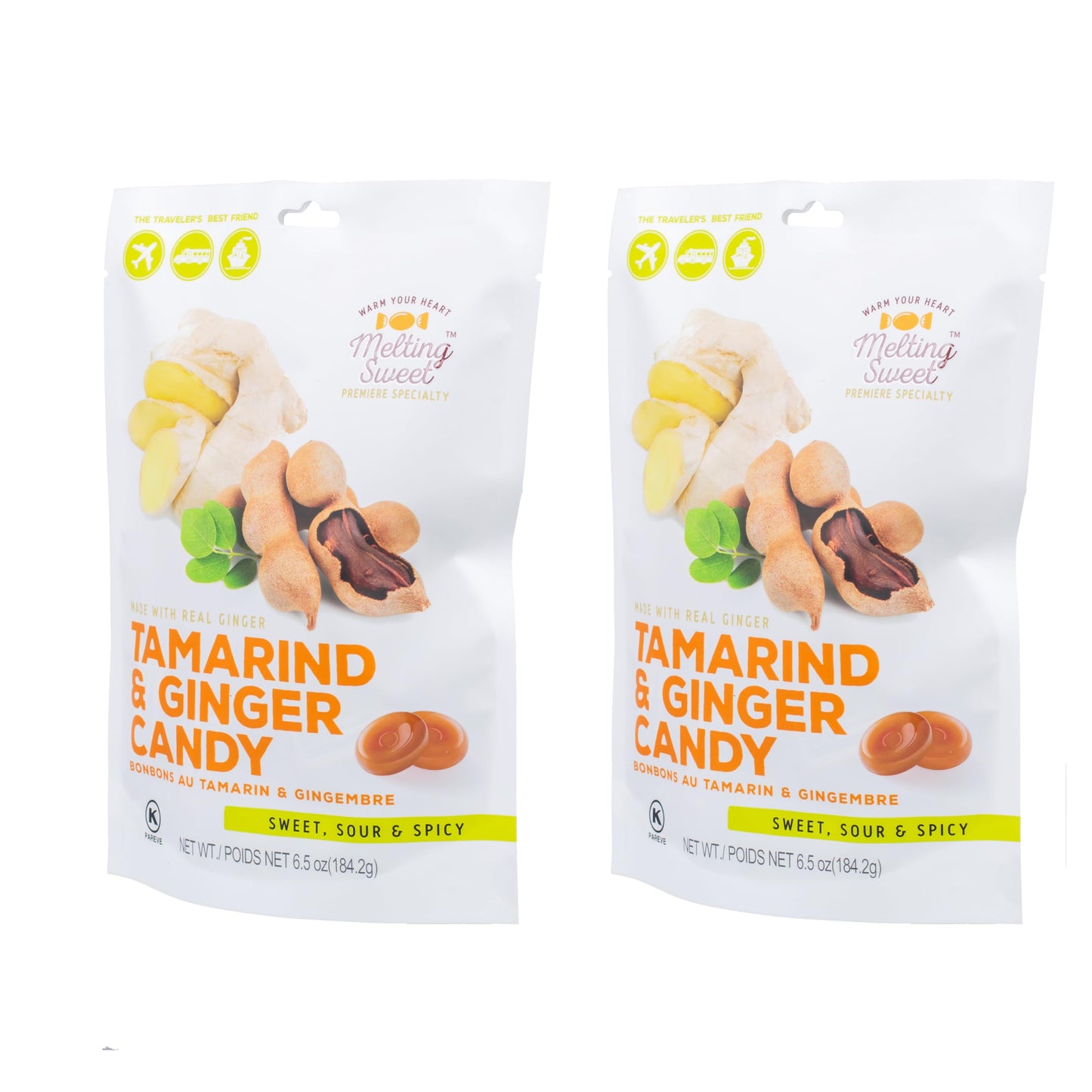 Melting Sweet Individually Wrapped Tamarind & Ginger Hard Candy (6.5 Ounce, Pack of 2)