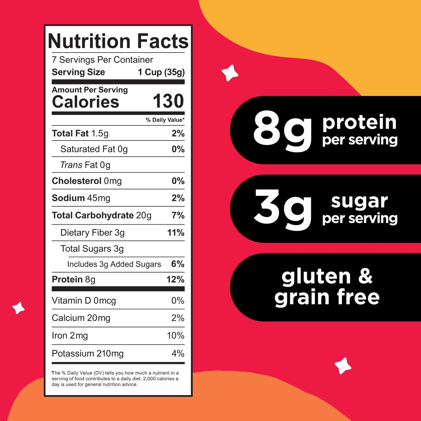 Three Wishes Grain-Free Protein Breakfast Cereal - 8g Protein and 3g Fiber - Healthy, Low-Sugar Breakfast Cereal, Gluten Free, Vegan-Friendly, Non-GMO