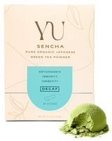 Yu Tea Decaf Organic Sencha Green Tea Powder, 30 Instant Packets | Rich in Antioxidants, EGCG, & L-Theanine | Pure Japanese First Harvest Leaf |