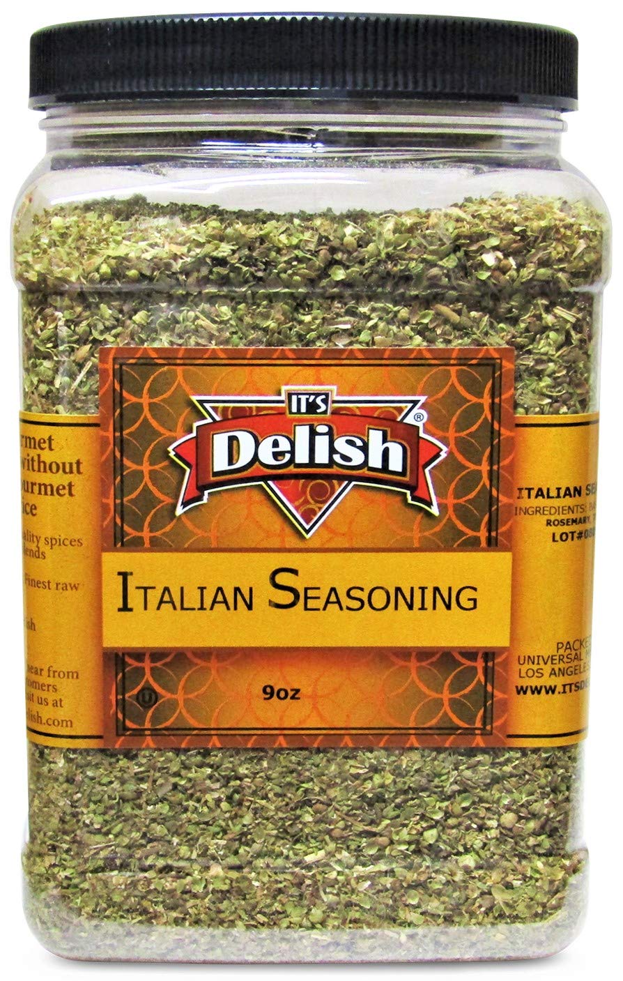 Gourmet Italian Seasoning By It's Delish - 9 OZ Jumbo Reusable Container Jar - All Natural Blend of Dried Herbs - Aromatic Italian Seasoning