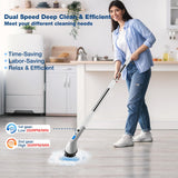 Electric Spin Scrubber, 2024 New Cordless Cleaning Brush?2-Speed Adjustable,Shower Scrubber for Bathroom Car Floor Tile Cleaning Squeegees