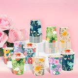 Disposable Paper Cup 9oz 48 Pcs - 6 Unique Floral Designs Drinking Cup, Perfect for Spring Birthday Parties, Easter, Bridal Showers, Weddings, Tea