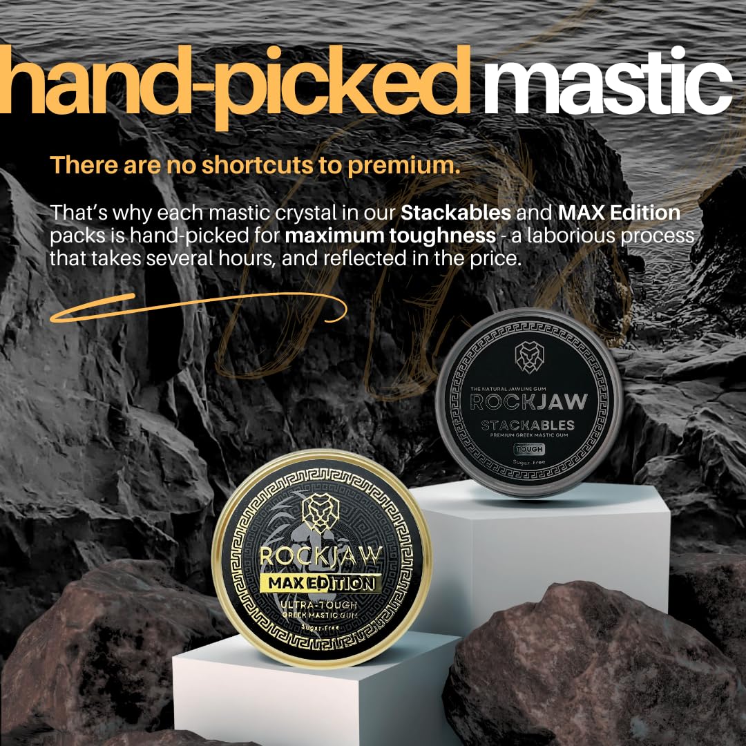 ROCKJAW® MAX Edition | Premium Ultra-Tough Mastic Gum | Hand-Picked Crystals | Rechewable | 100% Natural | Sweetener-Free | Sugar-Free