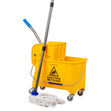Mind Reader Mop and Bucket Set with Wringer, Mop Included, 5.5 Gallon Cleaning System with Wheels, Upward Press Wringer, Small Mop Compatible