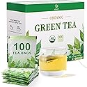 Soeos Organic Green Tea, 6.3 oz (180g), 100 Tea Bags, Refreshing and Fragrant, Sustainably Sourced, Ideal for Hot or Iced Tea, Long-Lasting Freshness