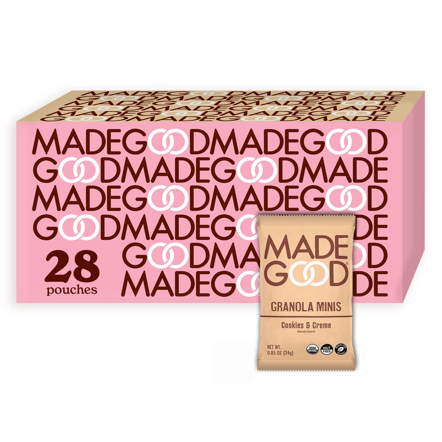 MadeGood Cookies and Creme Granola Minis 28 Count- gluten-free, Vegan, Allergy-Friendly, Organic, Non-GMO Oat Snacks