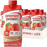 Premier Protein Shake, Strawberries & Cream, 30g Protein, No Added Sugar, 24 Vitamins & Minerals to Support Immune Health, 11 fl oz, 12 Pack
