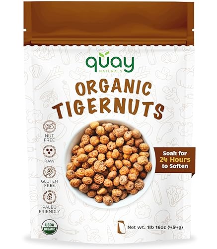Quay Naturals Organic Tigernuts 16 oz, Raw, for Snacking, Baking, Smoothies, Yogurt & Salad - Chufa Nuts - High Fiber, Gluten Free & Keto Friendly