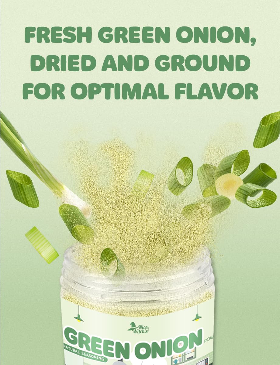 NICE WITCH'S Korean 100% Pure Green Onion Powder 7.05oz / 200g - All-Natural Flavor for Soups, Sauces, and Seasonings ???? (Green Onion)