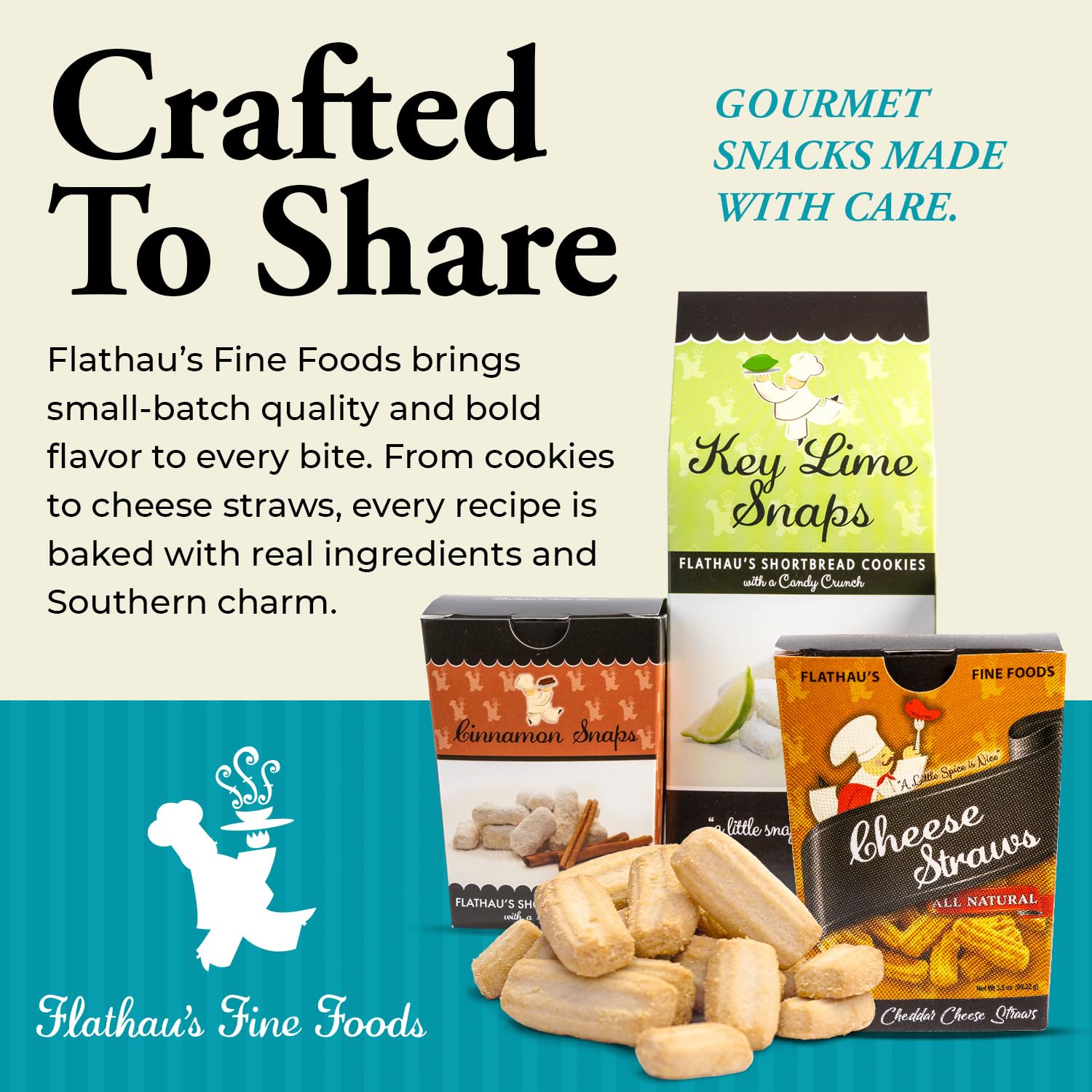 Flathau’s Fine Foods, Gourmet Shortbread Cookies, Handcrafted All Natural Artisan Bites, Southern-Baked Sweet Snaps with a Buttery Finish (Original