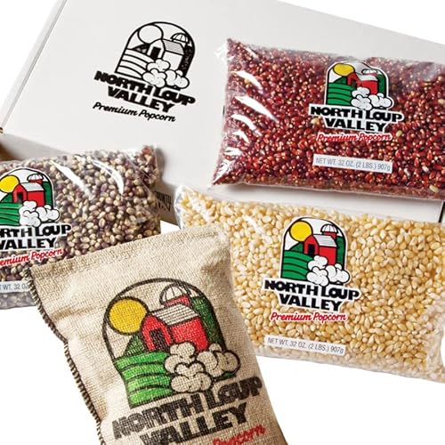 Popcorn County USA | Un-popped Popcorn Lovers Gift Box Set | Non GMO | Made in Nebraska | Contains 2 lb Each White Popcorn, Blue Popcorn, Red Popcorn