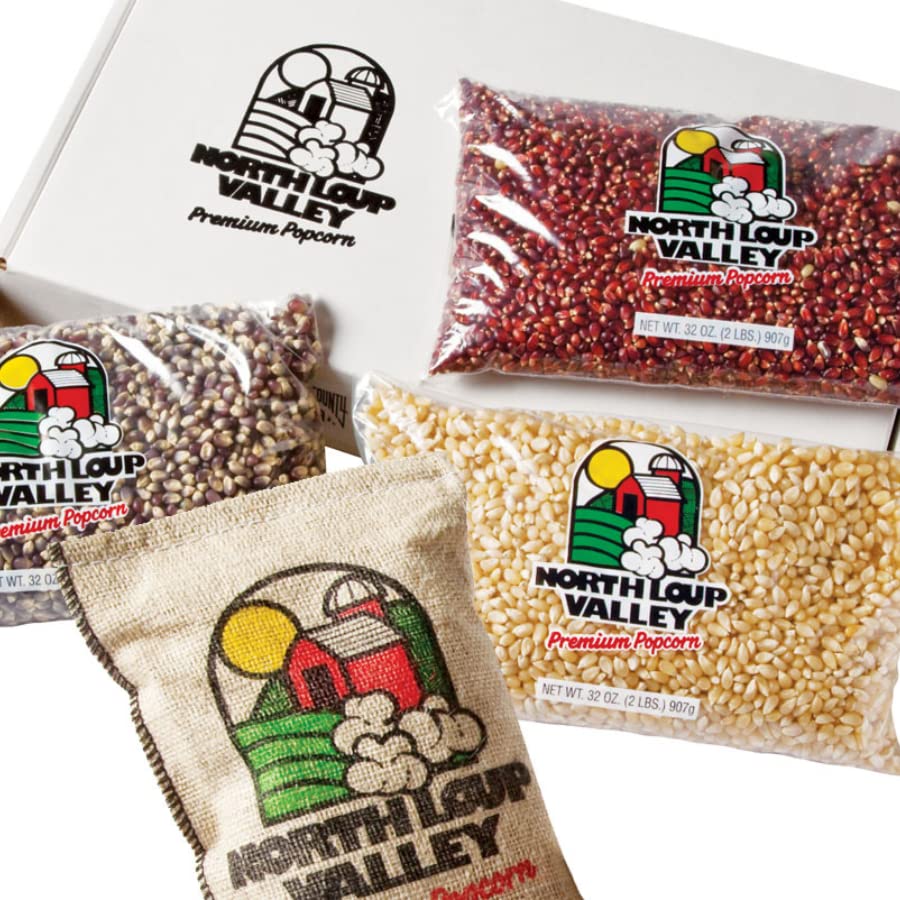 Popcorn County USA | Un-popped Popcorn Lovers Gift Box Set | Non GMO | Made in Nebraska | Contains 2 lb Each White Popcorn, Blue Popcorn, Red Popcorn