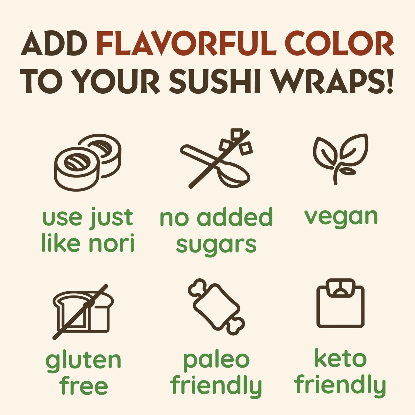 Barbecue Sushi Wraps (20 Count) - Vegan, Gluten-Free, Plant-Based Low-Carb Wraps - Non-GMO, Paleo Seaweed Alternative with Smoky BBQ Flavor