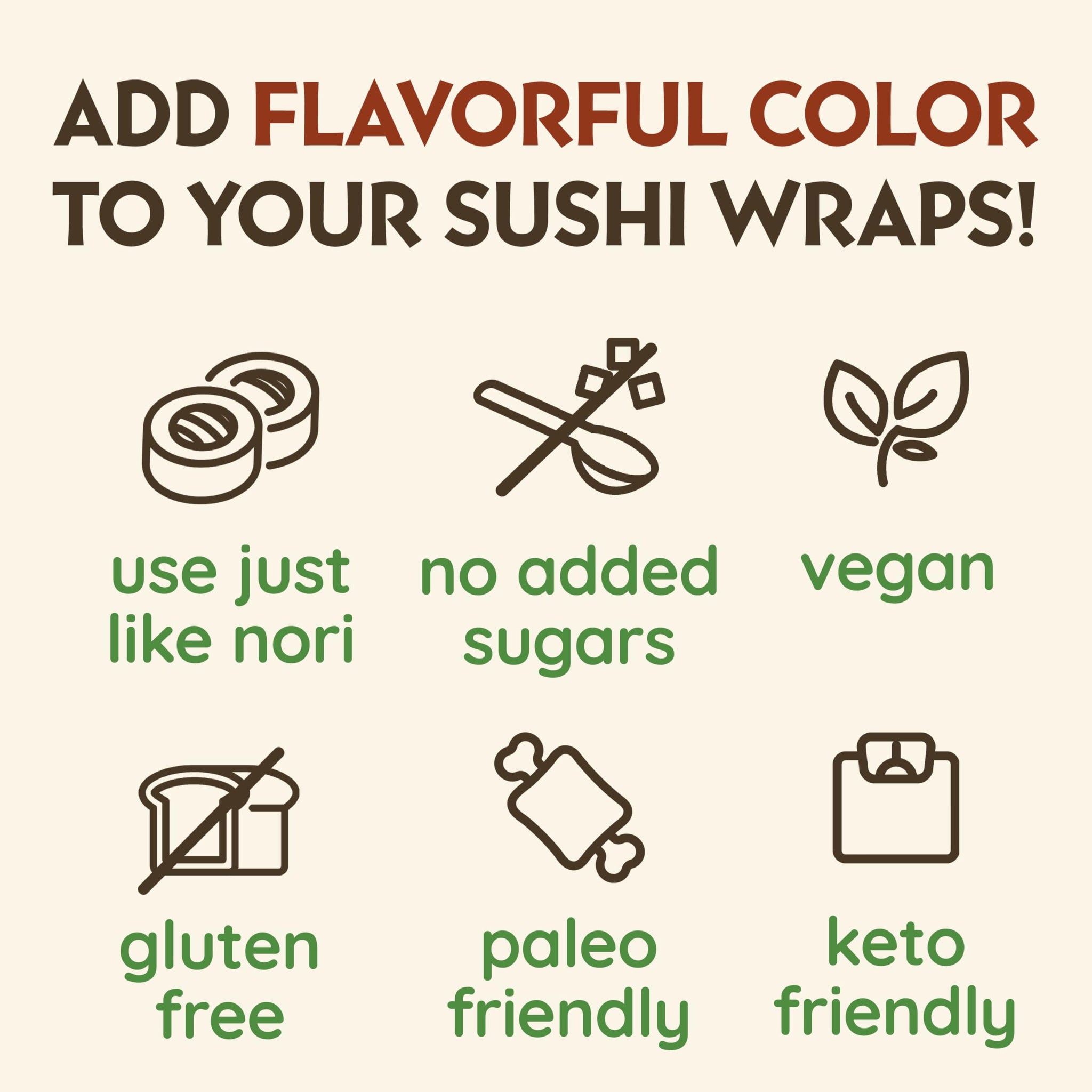 Barbecue Sushi Wraps (20 Count) - Vegan, Gluten-Free, Plant-Based Low-Carb Wraps - Non-GMO, Paleo Seaweed Alternative with Smoky BBQ Flavor