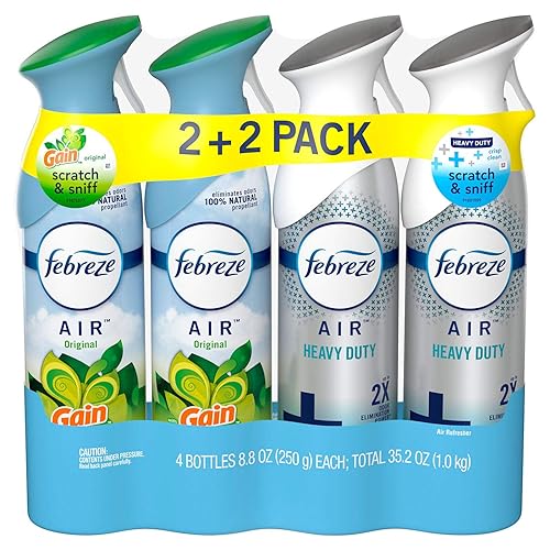 Febreze AIR Freshener 4 Pack 2 Original Gain and 2 Air Heavy Duty