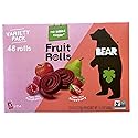 Bear Real Fruit Snack Rolls, Strawberry & Raspberry Variety Pack, 48 Roll (24pk, 2 rolls per Pack)