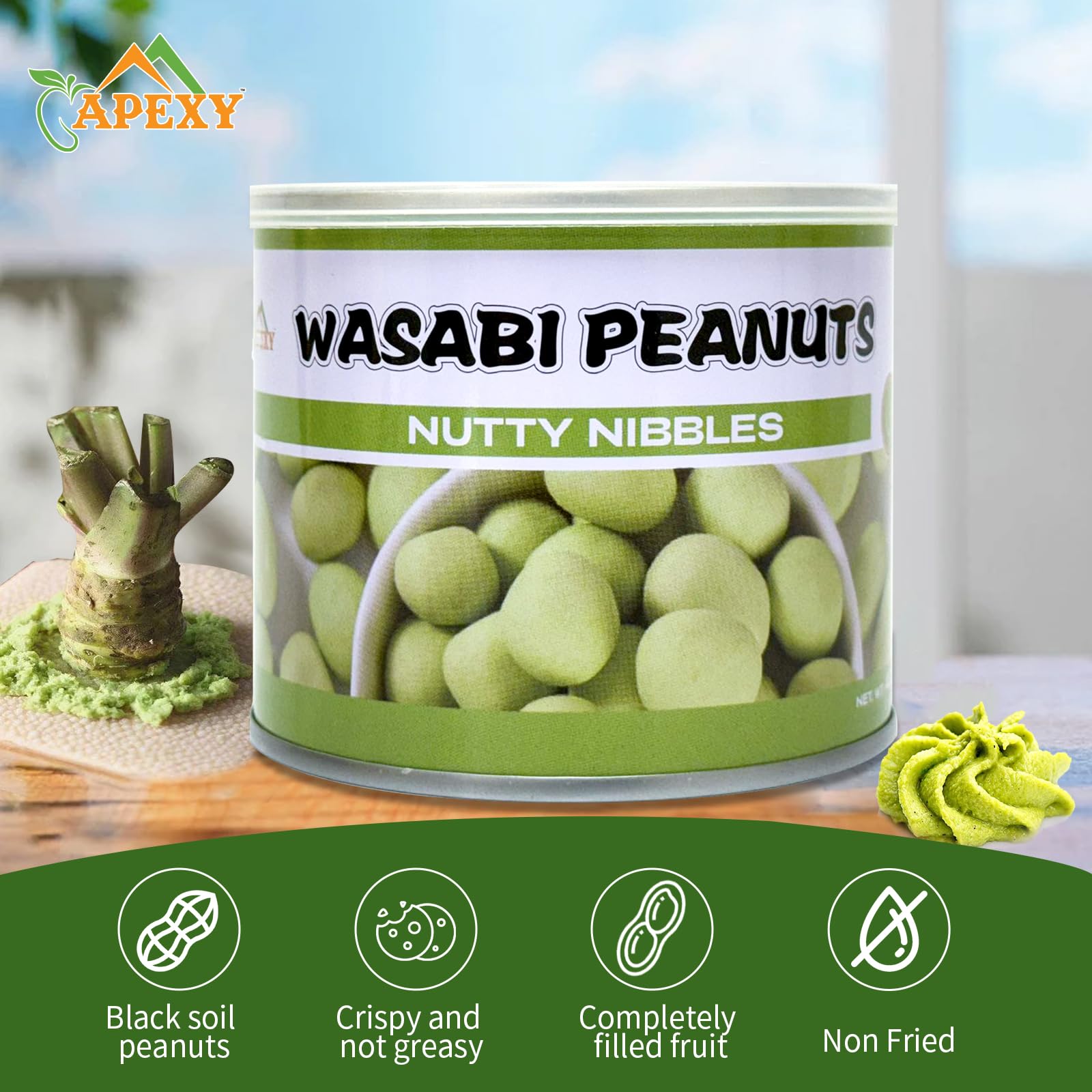Apexy Roast Peanuts Snack Pack of 3 (Wasabi Peanuts)