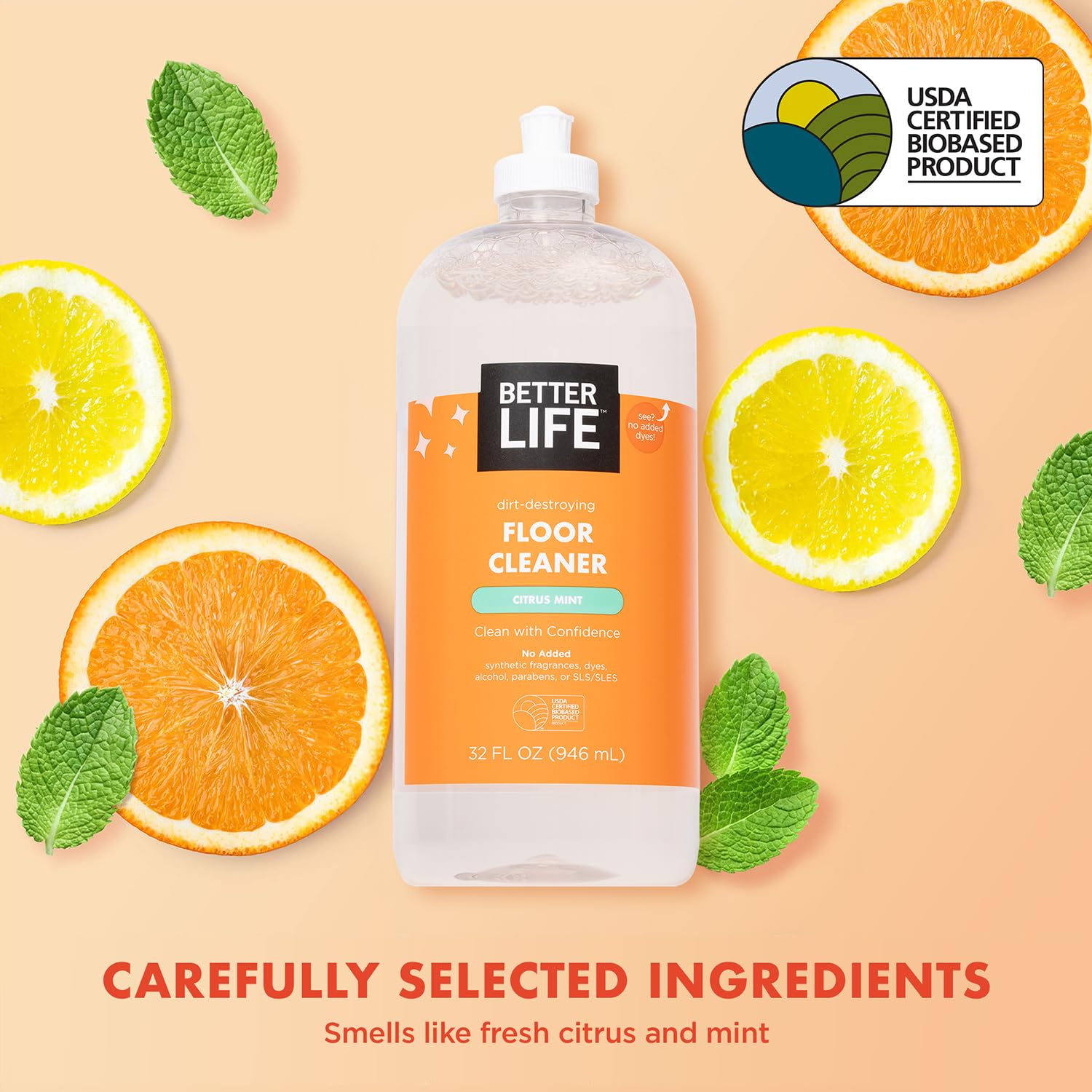 Better Life Floor Cleaner - Liquid Multipurpose Cleaner for Wood, Tile, Laminate, Vinyl, Bamboo - Hardwood Floor Cleaner for Mopping - Citrus Mint