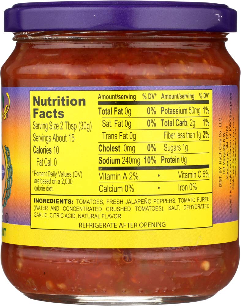 SADIES Not as Hot Salsa, 16 OZ