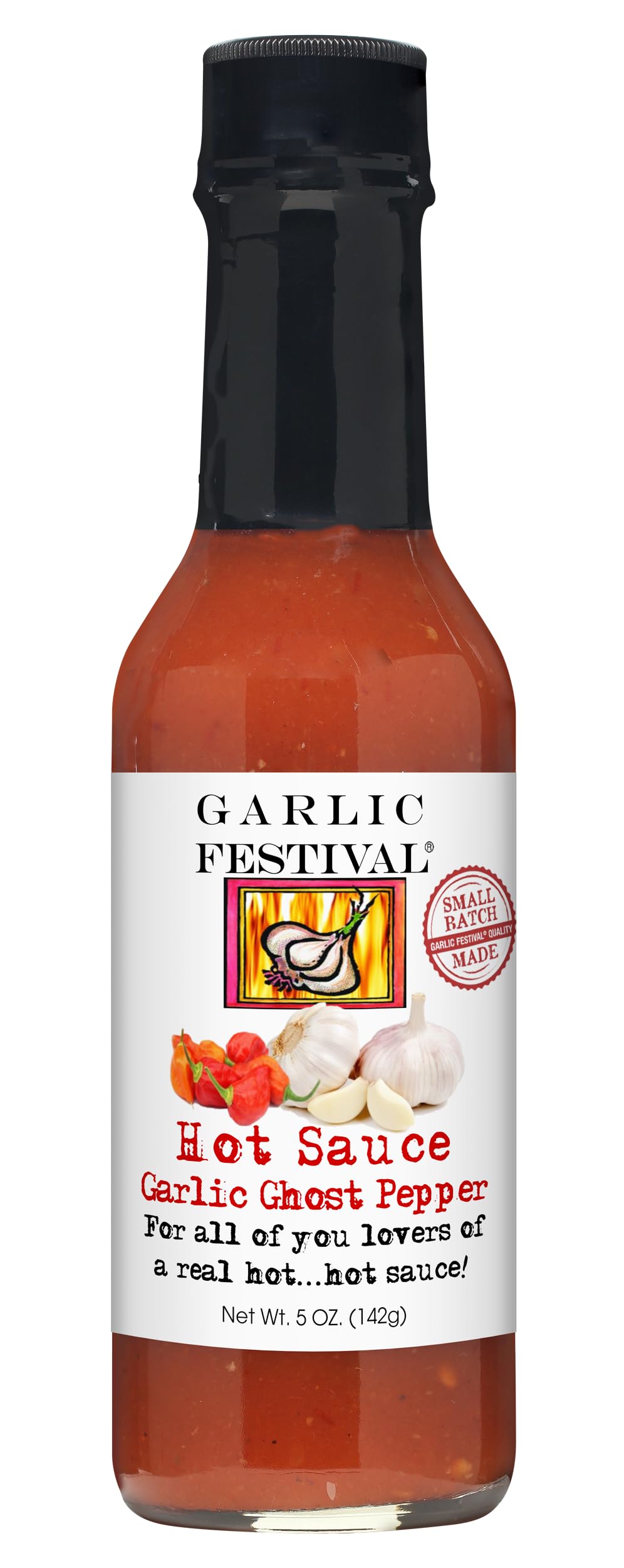 Garlic Festival Garlic Ghost Pepper Hot Sauce Net Wt. 5 oz.