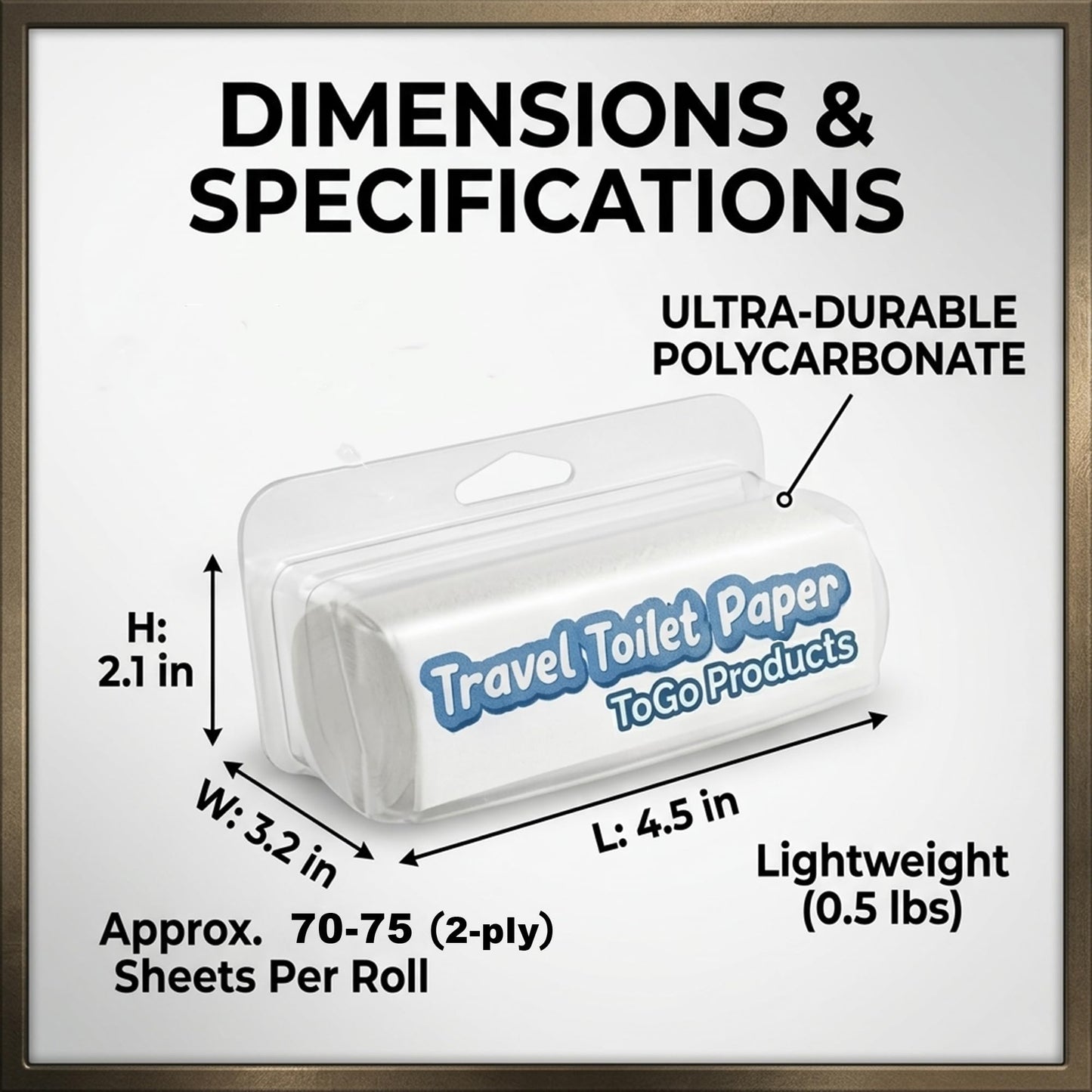 ToGo Toilet Paper (2 Pack)- Coreless Rolls in Enclosed Plastic Dispenser Case- Biodegradable & Septic Safe-Ideal for Camping, Hiking and International