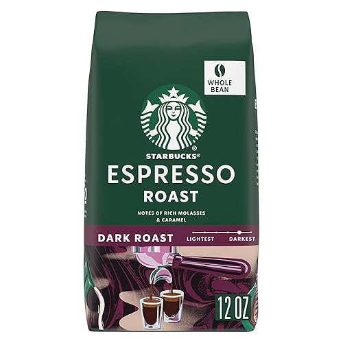 Starbucks Whole Coffee Beans, Dark Roast Hot or Iced Coffee, Espresso Roast, 12 oz