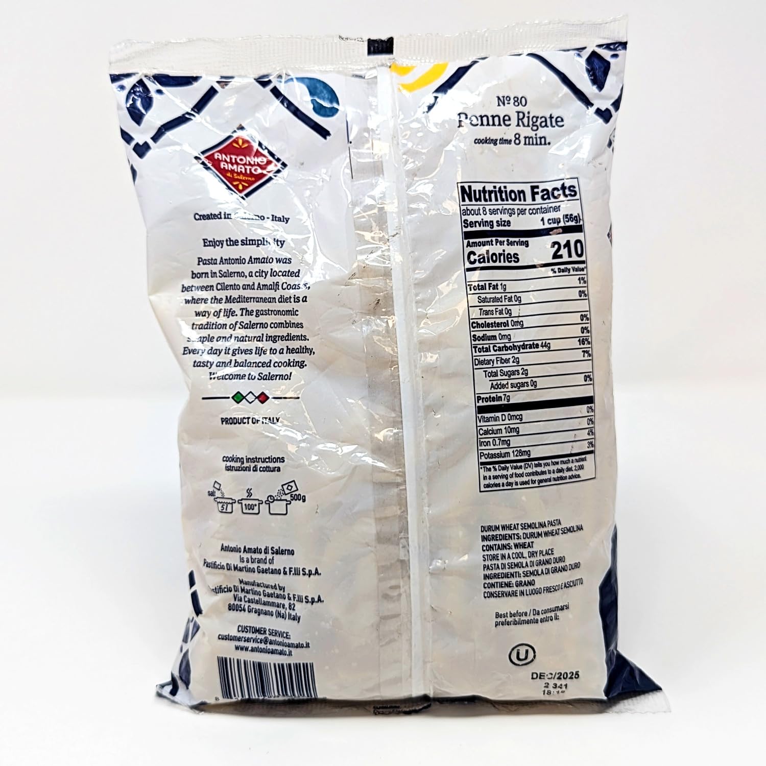 ANTONIO AMATO di Salerno - NO.80 Penne Rigate - (Pack of 5, 5lb total weight) - pasta di semola di grano duro - durum wheat semolina pasta macaroni