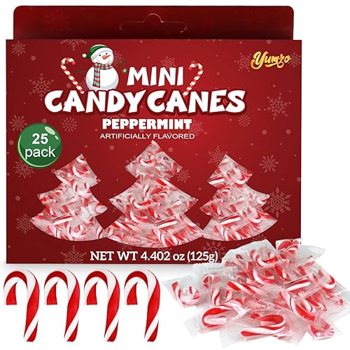 Christmas Mini Candy Canes Classic Red & White Peppermint Flavor for Holiday Family Indulgement - Small Candy Canes Individually Wrapped for Kids